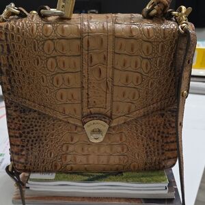 Brahmin Brown Crocodile Embossed Crossbody Bag